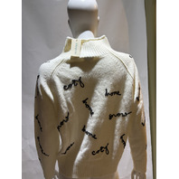 SUNDANCE WOMEN'S IVORY EMBROIDERED COZY HOUR KNIT PULLOVER SIZE S SMALL