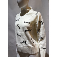 SUNDANCE WOMEN'S IVORY EMBROIDERED COZY HOUR KNIT PULLOVER SIZE S SMALL