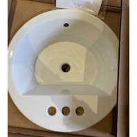 KOHLER 2714-4-0 BRYANT WHITE ROUND SELF RIMMING BATHROOM SINK 19"L X 19"W