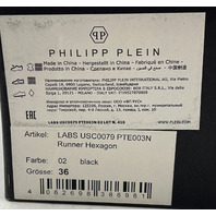 PHILIPP PLEIN RUNNER HEXAGON LABS USC0079 PTE003N LOW-TOP SNEAKERS BLACK SIZE 38