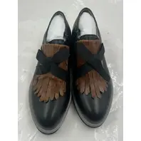 ALL BLACK KLITIE BOW OX 222015 BROWN WOMEN'S LOAFER SLIP ON SIZE EU 38.5 US 8