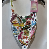 OCEANUS ARIZONA BEADED SWIMSUIT SWIMSUIT XS X-SMALL JERSEY WHITE MULTI SS03087
