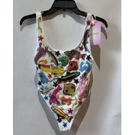 OCEANUS ARIZONA BEADED SWIMSUIT SWIMSUIT XS X-SMALL JERSEY WHITE MULTI SS03087