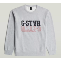 G-STAR LOGO R SW RAW MEDIUM GRAY LOGO CREWNECK SWEATER SIZE LARGE L