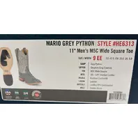 TONY LAMA MEN'S MARIO GREY PYTHON M5C WIDE SQUARE TOE BOOT HE6313 SIZE 9EE