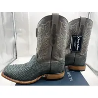 TONY LAMA MEN'S MARIO GREY PYTHON M5C WIDE SQUARE TOE BOOT HE6313 SIZE 9EE