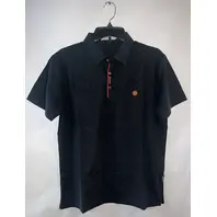 HERMES MENS BLACK POLO TSHIRT 100% COTTON MESH ORANGE DETAILING H LOGO