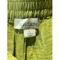 SUNDANCE WOMENS GREEN MORGANA FLORAL EMBROIDERED WIDE LEG PANTS SIZE LARGE L 34