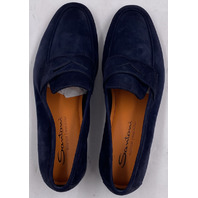 SANTONI CARLOS-P-EAAU60 BLUE MENS US 8 UK 7 SUEDE LOAFERS MCNC18837SA4SEAAU60