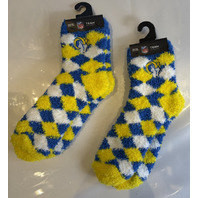 LOT OF 2 FORBAREFEET APPAREL 109 DIAMOND LOS ANGELES RAMS FUZZY SOCKS OSFM