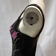 OCEANUS MALIBU FLORAL MINI DRESS BLACK SZ SMALL S HAND--BEADED NEW