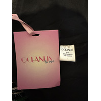 OCEANUS MALIBU FLORAL MINI DRESS BLACK SZ LARGE L HAND--BEADED NEW