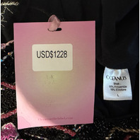 OCEANUS MALIBU FLORAL MINI DRESS BLACK SZ LARGE L HAND--BEADED NEW