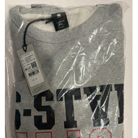 G-STAR LOGO R SW RAW MEDIUM GRAY LOGO CREWNECK SWEATER SIZE XXL
