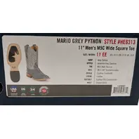 TONY LAMA MEN'S MARIO GREY PYTHON M5C WIDE SQUARE TOE BOOT HE6313 SIZE 11EE