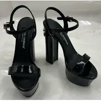 DOLCE & GABBANA POLISHED CALFSKIN KIERA PLATFORM SANDALS CR1340 A1037 BLACK