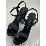 DOLCE & GABBANA POLISHED CALFSKIN KIERA PLATFORM SANDALS CR1340 A1037 BLACK