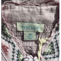 SUNDANCE WOMEN LIGHT PINK SHAYDA PEASANT TOP W FLORAL EMBROIDERY & TASSLES SZ XS