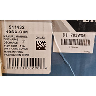 LITTLE GIANT 511432 10SC-CIM SEWAGE PUM 10SC SERIES 1/2 HP 7200 GPH 20 FEET CORD