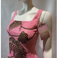 OCEANUS ST BARTH DRESS HAND-BEADED CRYSTAL MINI DRESS PINK SIZE SMALL DRO52PINKM