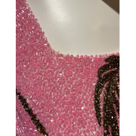 OCEANUS ST BARTH DRESS HAND-BEADED CRYSTAL MINI DRESS PINK SIZE SMALL DRO52PINKM