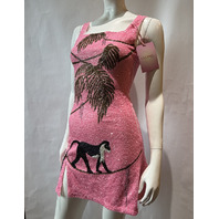 OCEANUS ST BARTH DRESS HAND-BEADED CRYSTAL MINI DRESS PINK M MEDIUM DRO52PINKM