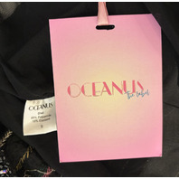 OCEANUS MALIBU FLORAL MINI DRESS BLACK SZ SMALL S HAND--BEADED NEW