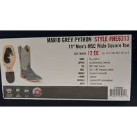 TONY LAMA MEN'S MARIO GREY PYTHON M5C WIDE SQUARE TOE BOOT HE6313 SIZE 12EE