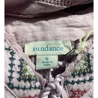 SUNDANCE WOMEN LIGHT PINK SHAYDA PEASANT TOP W FLORAL EMBROIDERY & TASSLES SMALL
