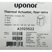 UPONOR THERMAL ACTUATOR FOUR WIRE 1 WATT 4MM 24V AC/DC A3023522