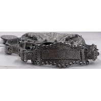 BALENCIAGA LE CAGOLE XS WOMENS LEATHER BUCKLE SHOULDER BAG W/RHINESTONES IN GREY