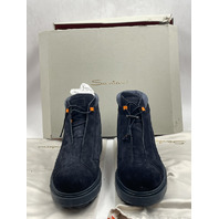 SANTONI CORVAT-D-GEXU60 MENS US 10 UK 9 BLUE SUADE BOOTS MGSM18972OCNAGEXU60