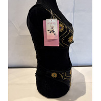 OCEANUS X DAPHNE RARE ONE PIECE CUT OUT BLACK VELVET SWIMSUIT SIZE SMALL S