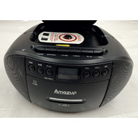 AMAZUP V60098BT PORTABLE CD PLAYER WIRELESS 5.1 MP3 CD CASSETTE REC. RADIO BLACK