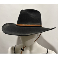 STETSON MENS KELLY DISTRESSED WOOL OUTBACK COWBOY HAT BLACK L LARGE OWKELY