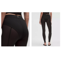 LULULEMON WOMEN'S NULU HIGH-RISE MESH-LEG TIGHT 28" SIZE 12 LW5HZPS BLACK