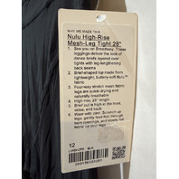 LULULEMON WOMEN'S NULU HIGH-RISE MESH-LEG TIGHT 28" SIZE 12 LW5HZPS BLACK