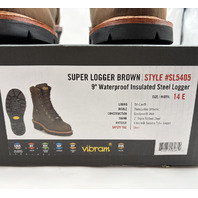 CHIPPEWA MEN'S SUPER LOGGER BROWN 9" WTRPRF INSULATED STEEL LOGGER SL5405 SZ 14E
