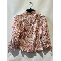 SUNDANCE WOMENS PINK FLORAL BUTTON UP W TIE SLEEVES NEW WITH TAGS NWT SIZE PXXS