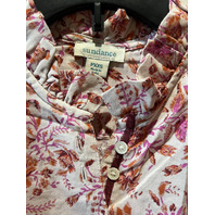 SUNDANCE WOMENS PINK FLORAL BUTTON UP W TIE SLEEVES NEW WITH TAGS NWT SIZE PXXS