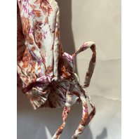 SUNDANCE WOMENS PINK FLORAL BUTTON UP W TIE SLEEVES NEW WITH TAGS NWT SIZE PXXS