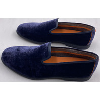 SANTONI SMOOTH-NVLU65 BLUE MENS US 11 UK 10 VELVET LOAFERS MGAR18983OOTKNVLUS65