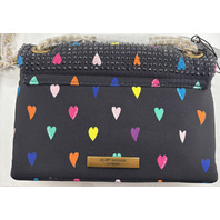 KURT GEIGER LONDON FABRIC MINI KENSINGTON BLACK/COMB HEART PATTERN