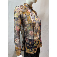 JOHNNY WAS WOMEN'S FRANCISCA MESH BLOUSE COLOR LOWRI C16225 SZ LARGE L