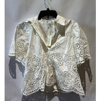 SUNDANCE WOMENS FLORAL CUTOUT EMBROIDERY BUTTON UP WHITE WITH UNDERSHIRT SZ PXXS