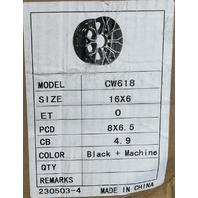 RHINO CW618 ALUMINUM SINGLE BLACK WHEEL RIM 16x6 PCD 8X6.5 CB 4.9 BLACK/MACHINE