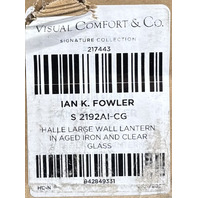 VISUAL COMFORT & CO. S 2192AI-CG HALLE LARGE WALL LANTERN AGED IRON CLEAR GLASS