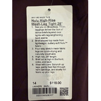 LULULEMON WOMEN'S NULU HIGH-RISE MESH-LEG TIGHT SIZE 14 LW5HZPS GOODNIGHT PLUM