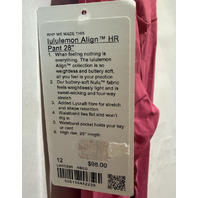 LULULEMON WOMEN'S LULULEMON ALIGN HR PANT 28" LW5CZ4S RASPBERRY COULIS SZ 12