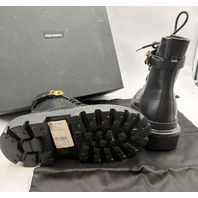 DOLCE GABBANA CT1057-AB640 D&G LOGO PLAQUE ROUND TOE CHUNKY ANKLE BOOT 6.5 EU37